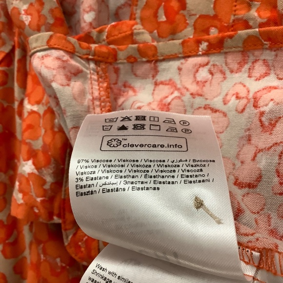 Ichi Flowy Orange Floral Shirt XL 40:bust - Picture 10 of 11